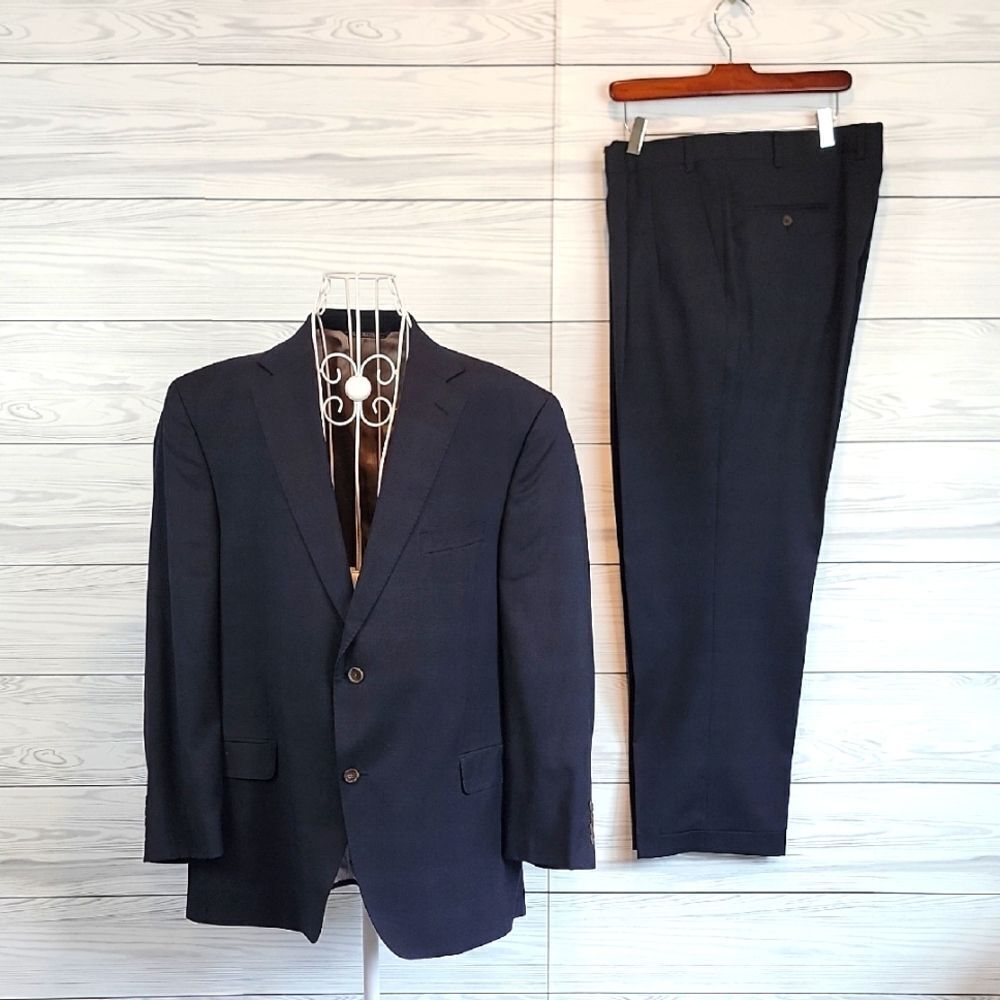 Jack Victor Classic Style Vince Black Wool Suit Blazer With Trousers Size 46R